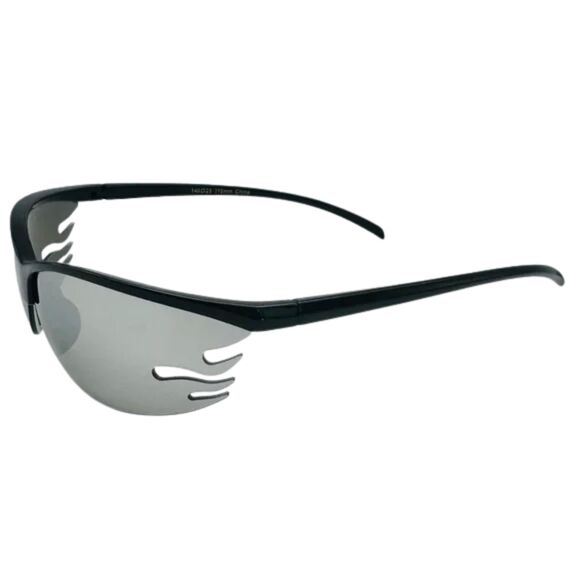 7015 | Mirrored Lens Semi Rimless Wrap Sunglasses - Picture 2 of 5